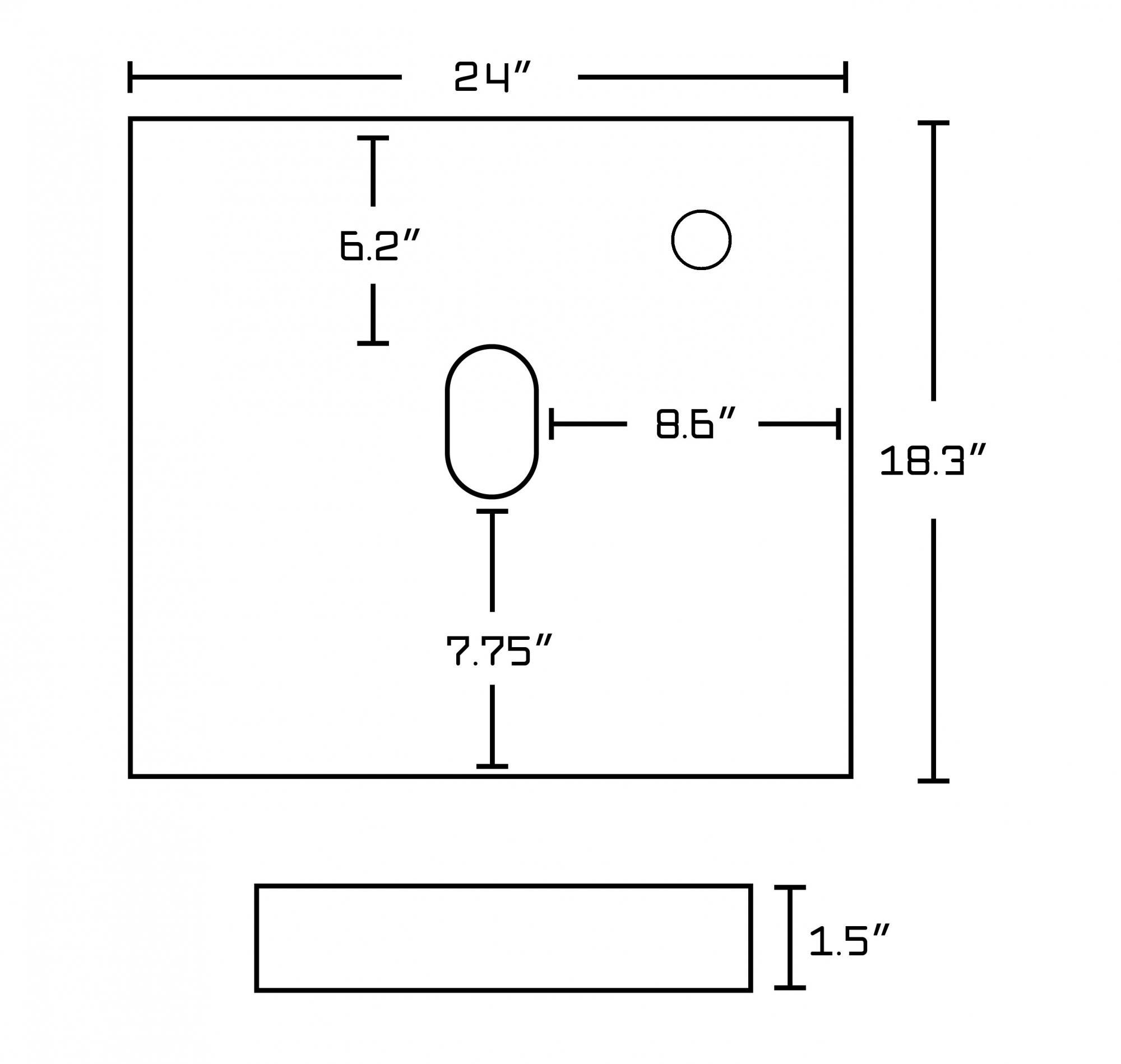 American imaginations AI-1741 24-in. W x 18.3-in. D Quartz Top In Black Galaxy Color For Deck Mount Faucet