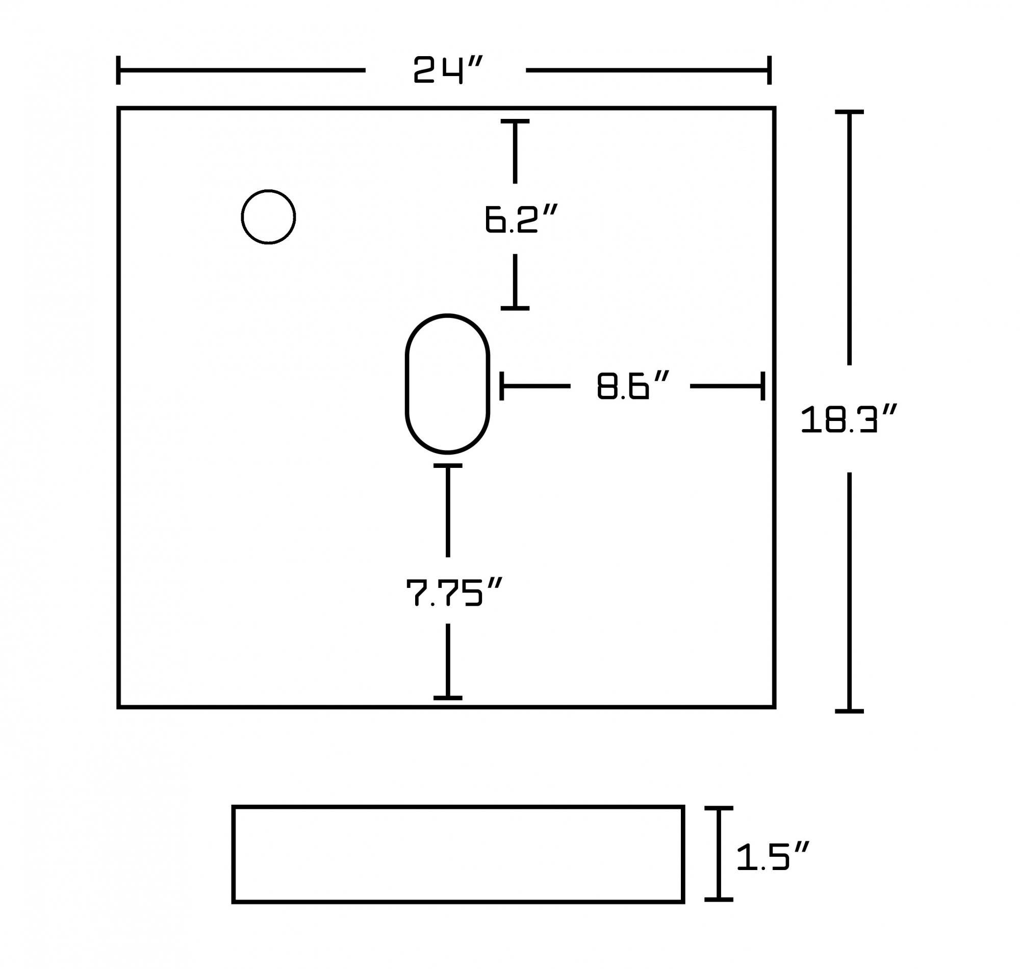 American imaginations AI-1742 24-in. W x 18.3-in. D Quartz Top In Black Galaxy Color For Deck Mount Faucet