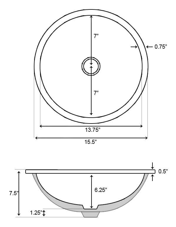 American imaginations AI-545 15.5-in. W x 15.5-in. D CUPC Certified Round Undermount Sink In Biscuit Color