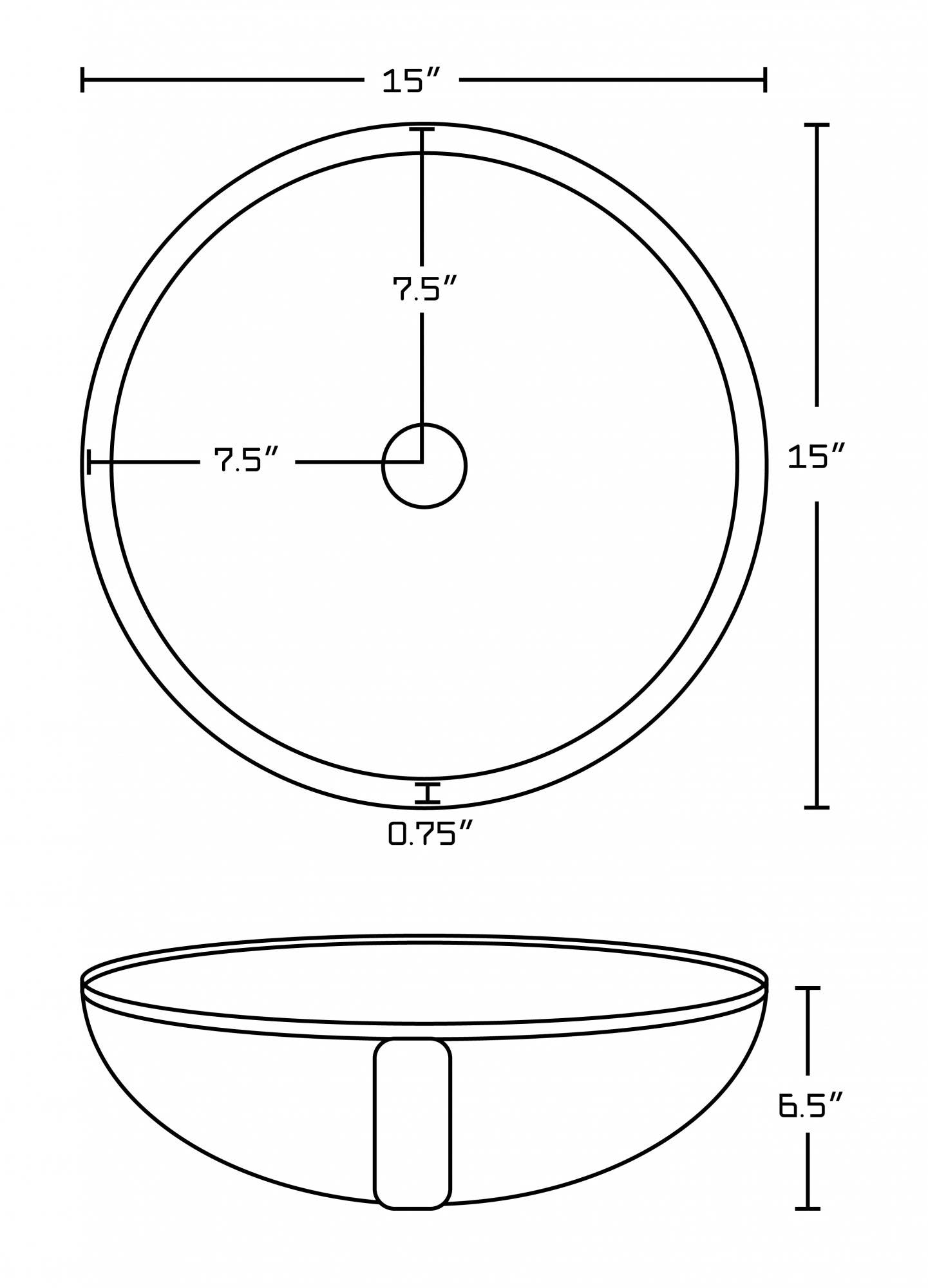 American imaginations AI-18092 15-in. W x 15-in. D CSA Certified Round Undermount Sink In White Color