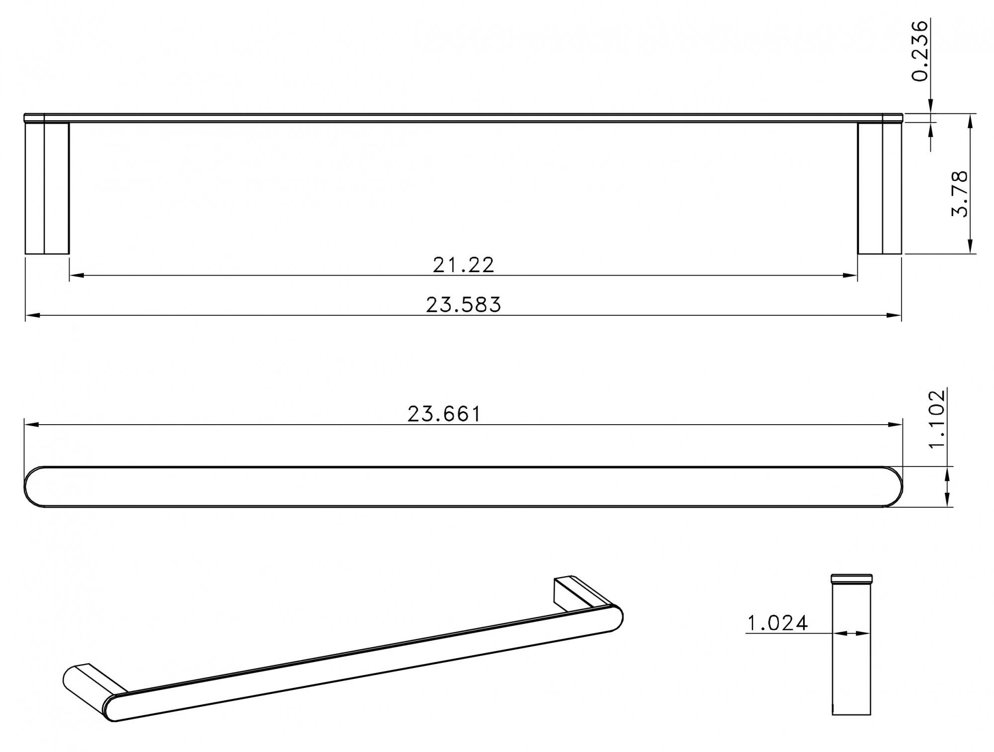 American imaginations AI-3059 24-in. Single Rod Towel Rack In Chrome