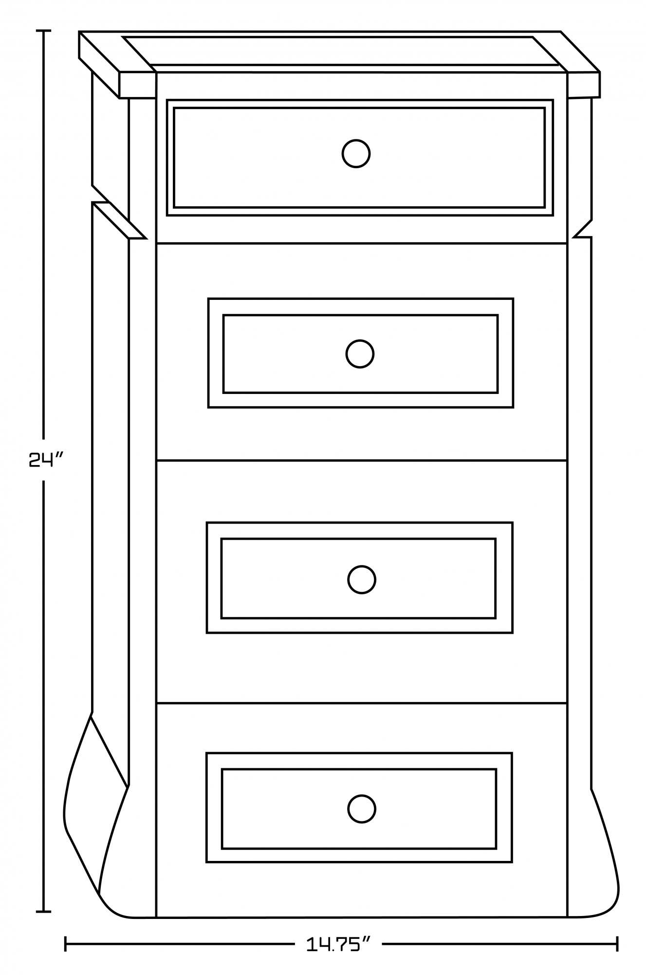 American imaginations AI-272 14.75-in. W x 24-in. H Traditional Birch Wood-Veneer Modular Drawer In Distressed Antique Cherry