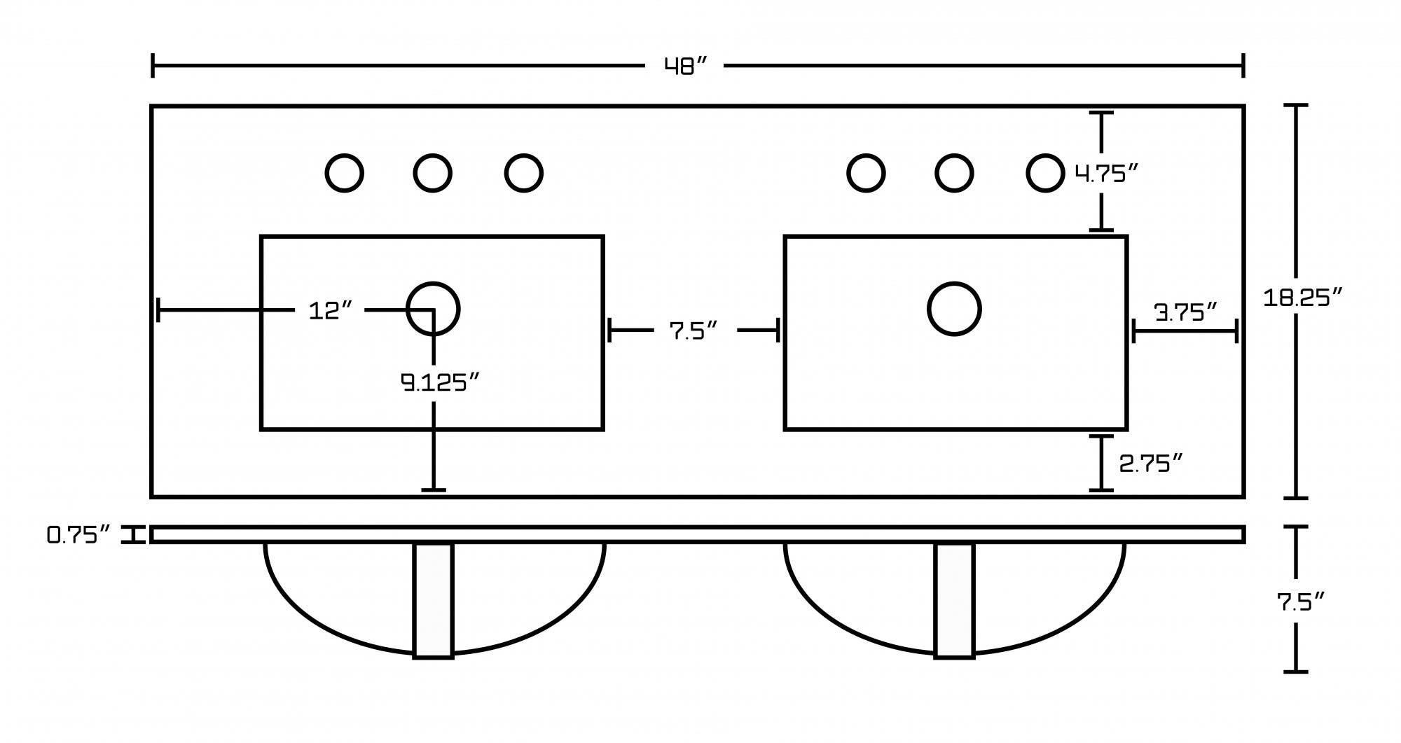 American Imaginations AI-15853 Ceramic Top Set In White Color With 8-in. o.c. CUPC Faucet