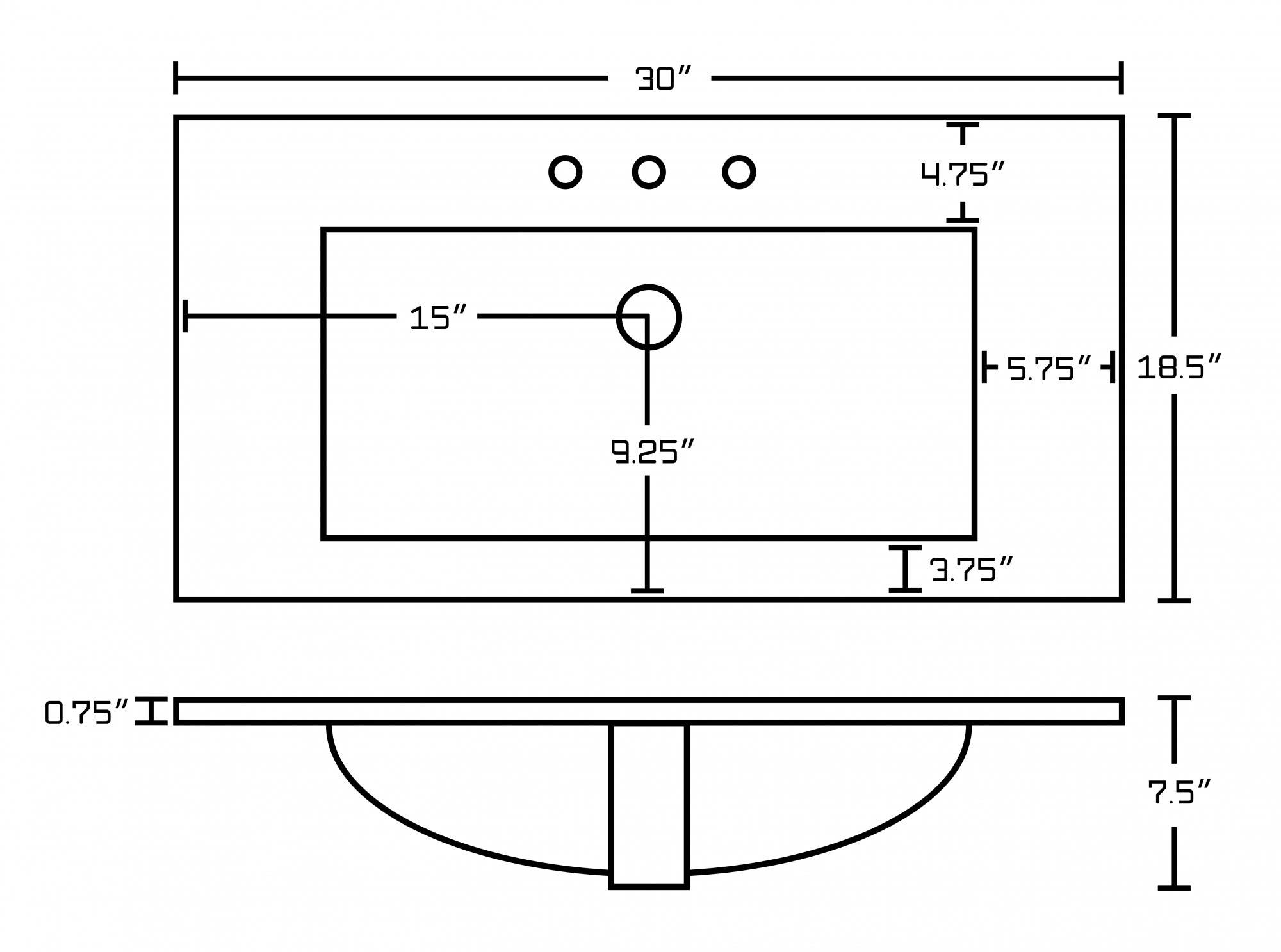 American Imaginations AI-15755 Ceramic Top Set In White Color With 8-in. o.c. CUPC Faucet