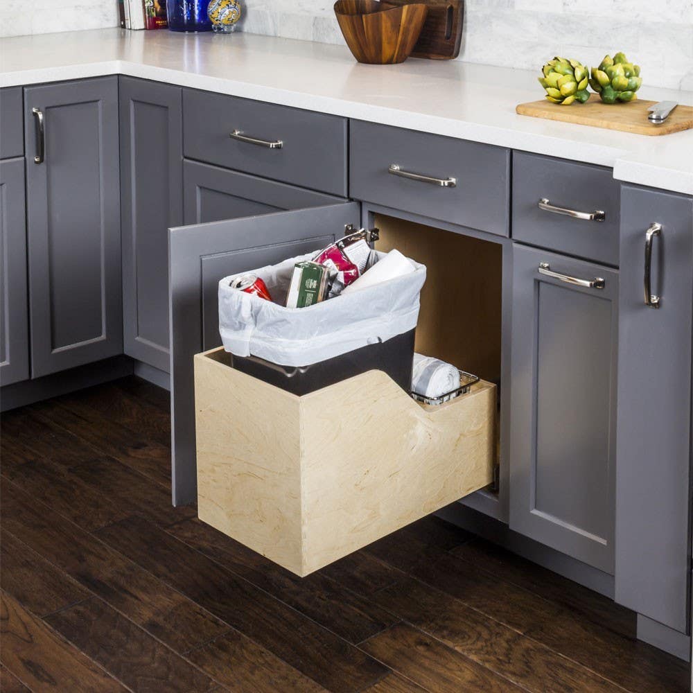 Hardware Resources CAN-WBMS Single Wood Bottom-Mount Soft-Close Trashcan Rollout, Includes One Can