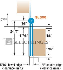 Select SL300 Concealed Pin & Barrel Continuous Hinge, Satin Stainless Steel