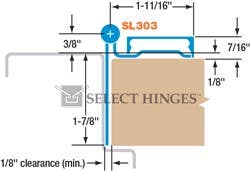 Select SL303 Half Surface Pin & Barrel Continuous Hinge, Satin Stainless Steel