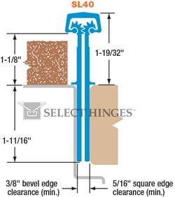 Select SL40 Wide Throw Geared Continuous Hinge, Heavy Duty