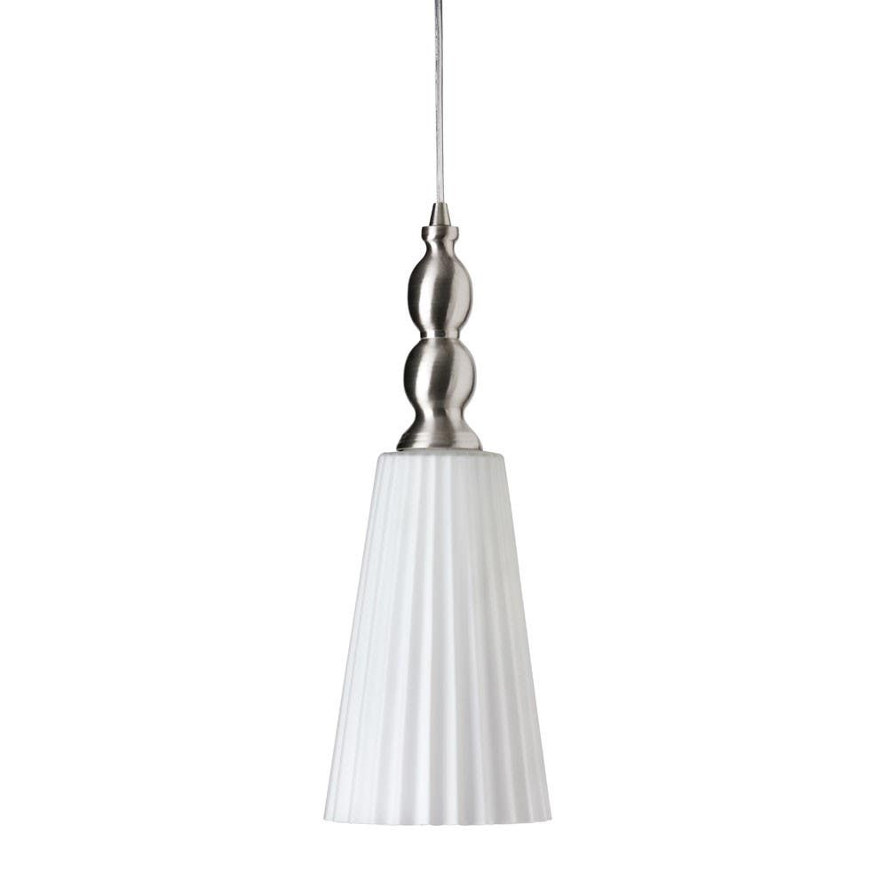 Dainolite 1038 1 Light Single Pendent, Satin Chrome Finish, Frosted White Glass