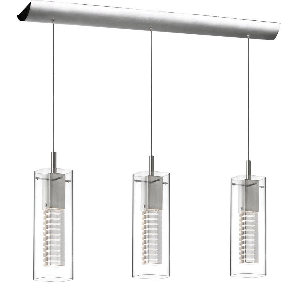 Dainolite 1093P Horizontal Pendant, Satin Chrome Finish, Laser Cut Crystal Pentalogue