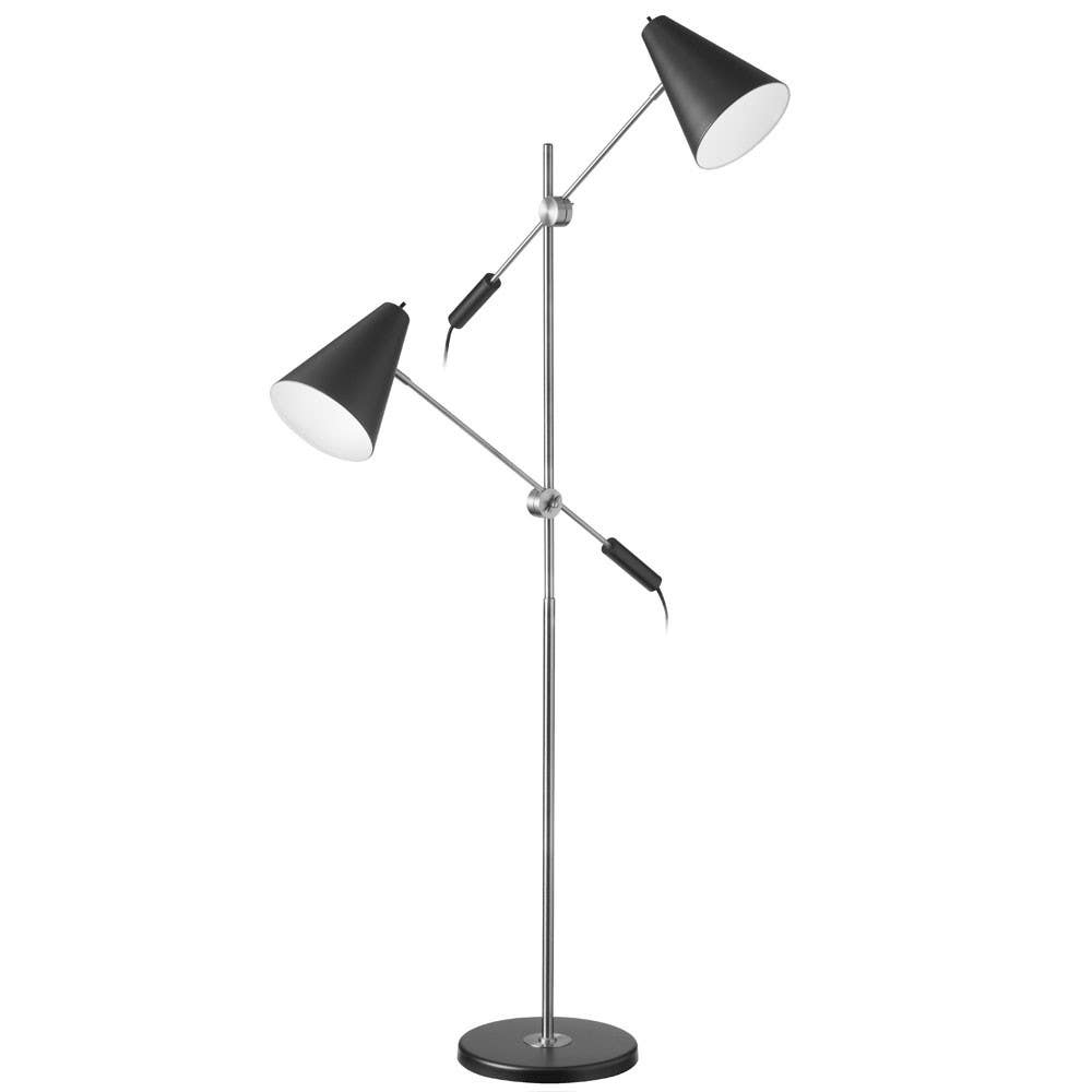 Dainolite 130F Matte Black 2 Light Floor Lamp