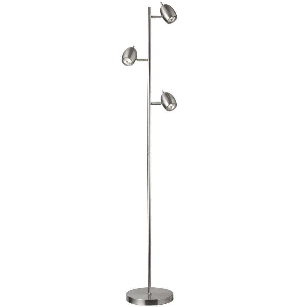 Dainolite 286F 3 Light  Floor Lamp Adjustable Head, Satin Chrome Finish
