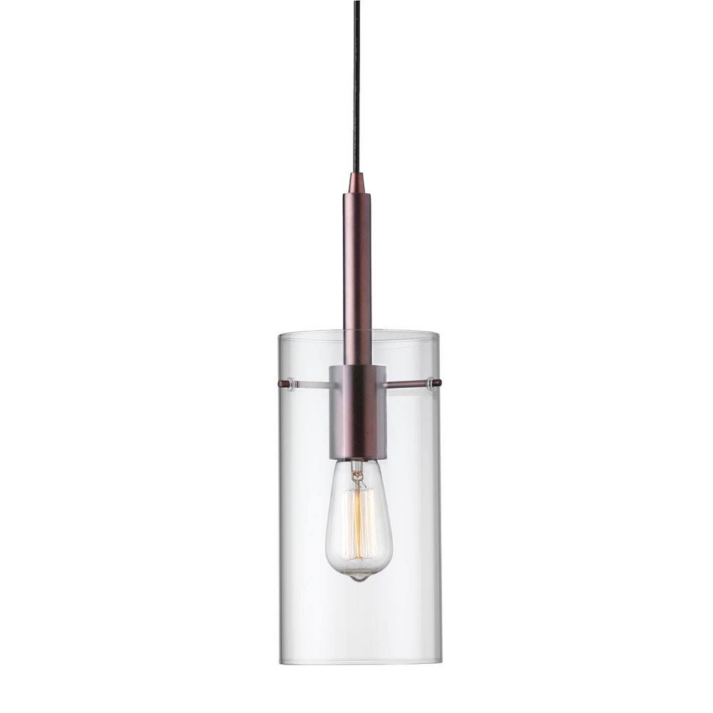 Dainolite 3961 1 Light Pendant, Oil Brushed Bronze Finish,Clear Glass Shade
