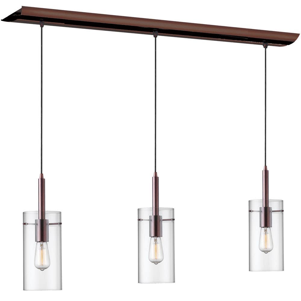 Dainolite 3963 3 Light Pendant, Oil Brushed Bronze Finish,Clear Glass Shade