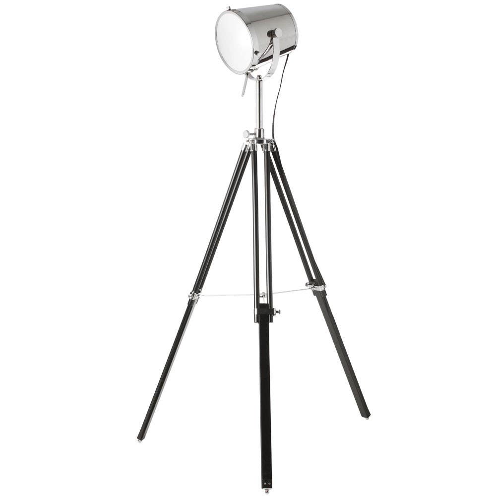 Dainolite 5553F Tripod Spotlight Floor Lamp, Chrome / Black Wood