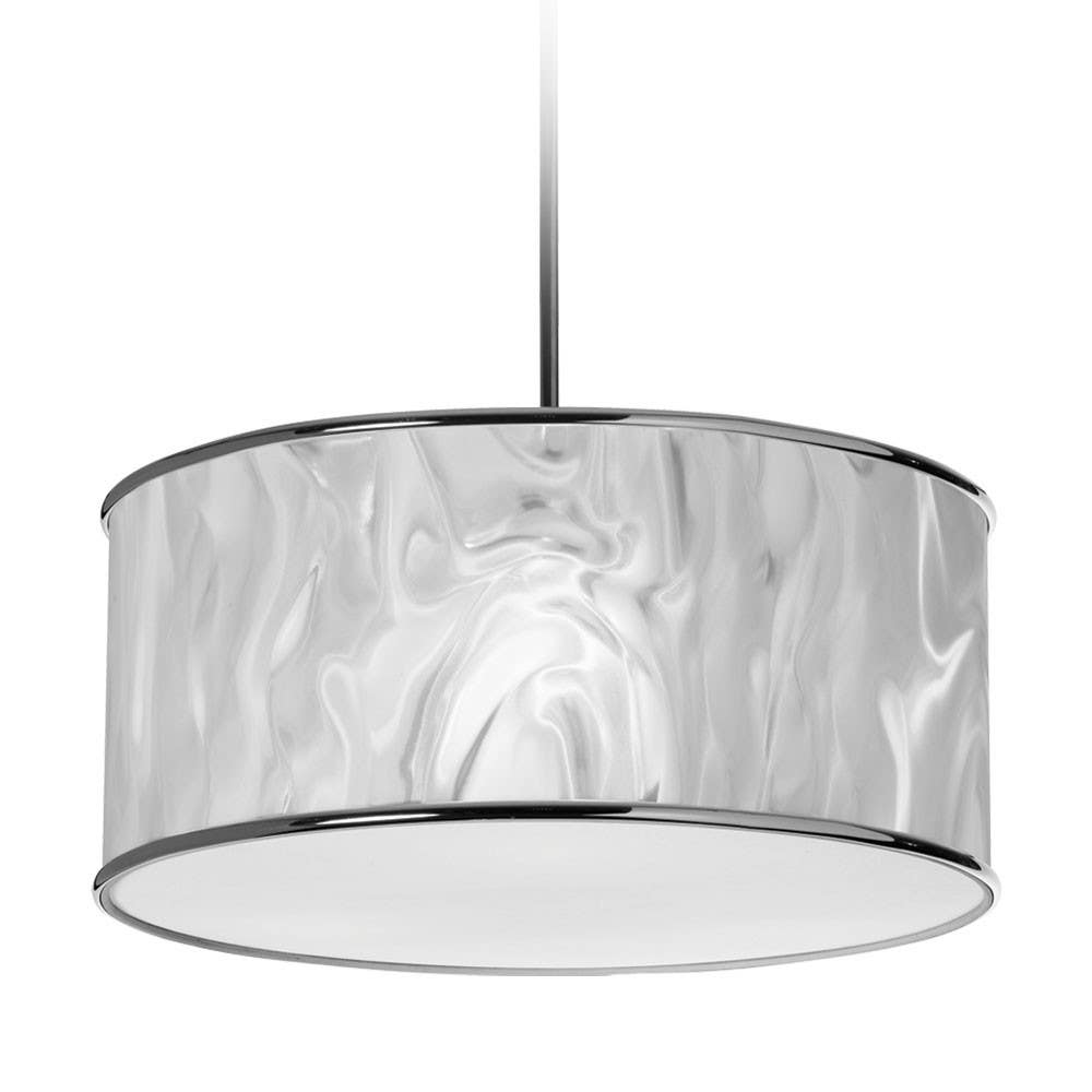 Dainolite 57208 3 Light Pendant, Polished Chrome, White Fabric Diffuser