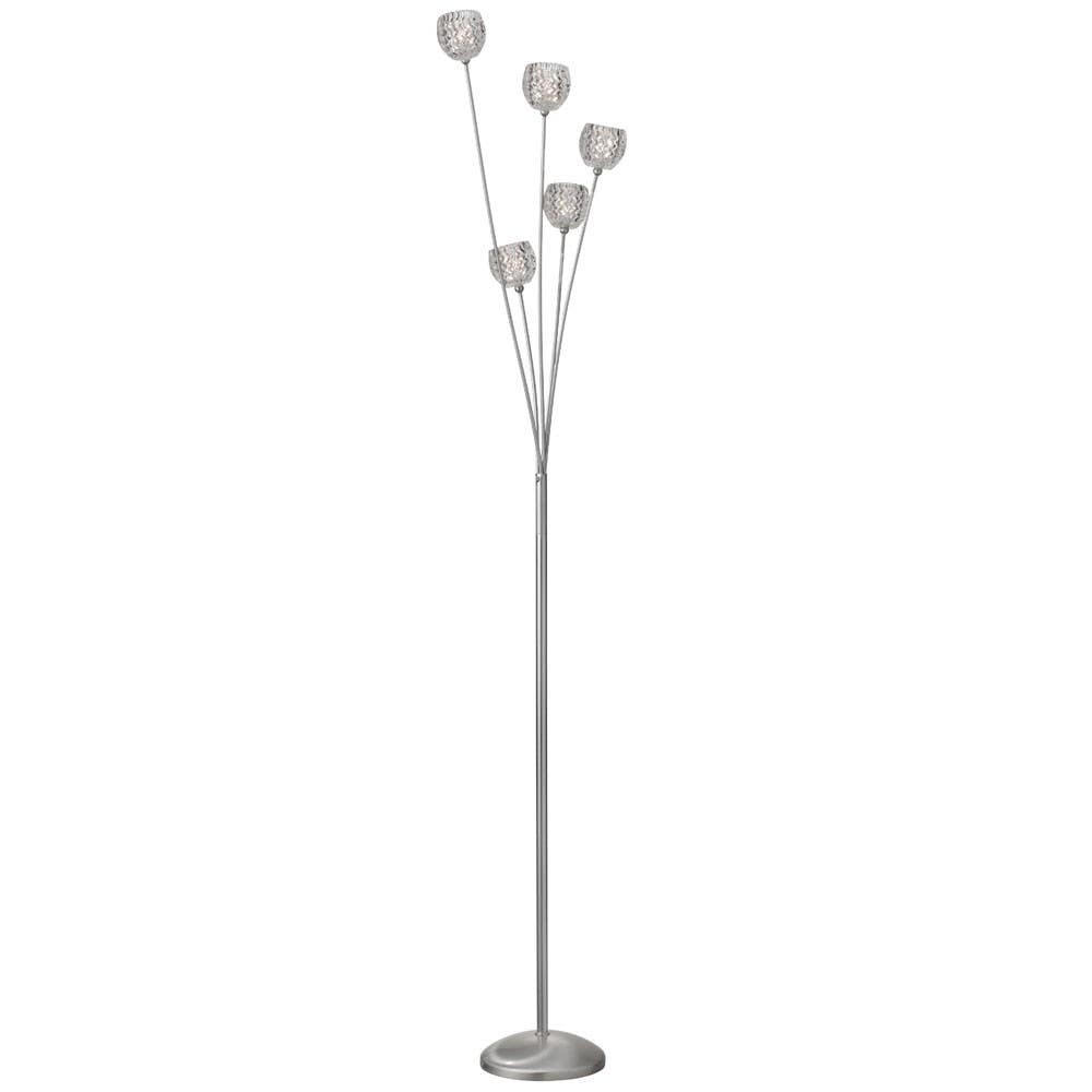 Dainolite 576F 5 Light Crystal Floor Lamp, Satin Chrome