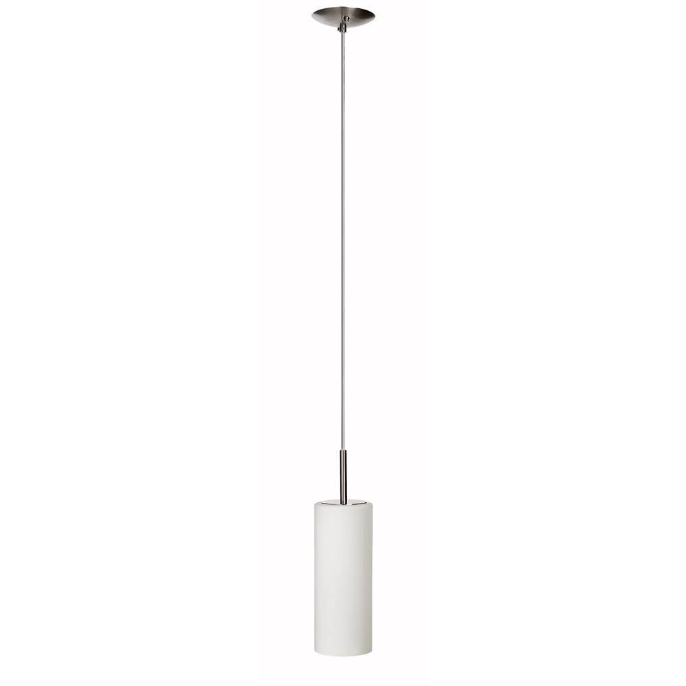 Dainolite 83202 1 Light Pendant, Satin Chrome, White Frosted Glass