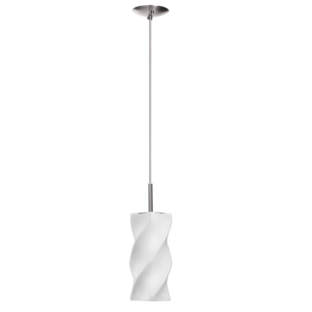 Dainolite 83202SW 1 Light Pendant, Satin Chrome, Frosted White Twisted Glass