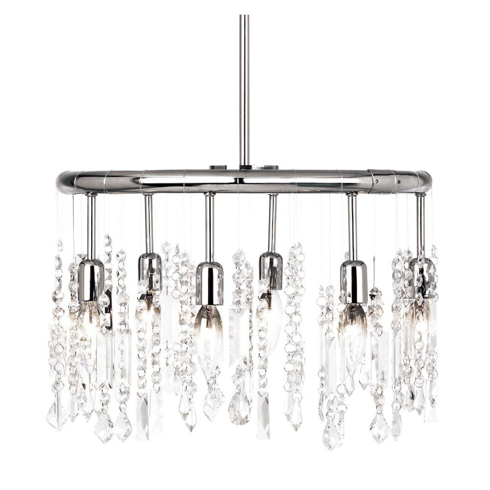 Dainolite 85301 6 Light Polished Chrome Crystal Pendant 25 Str&s Clear Crystal + 1 Centre