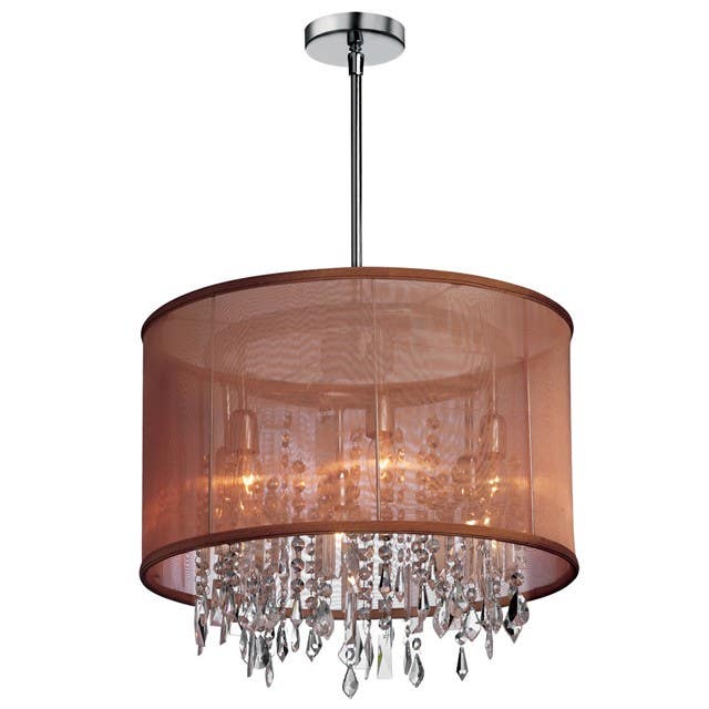 Dainolite 85301 6 Light Crystal Chandelier, Polished Chrome