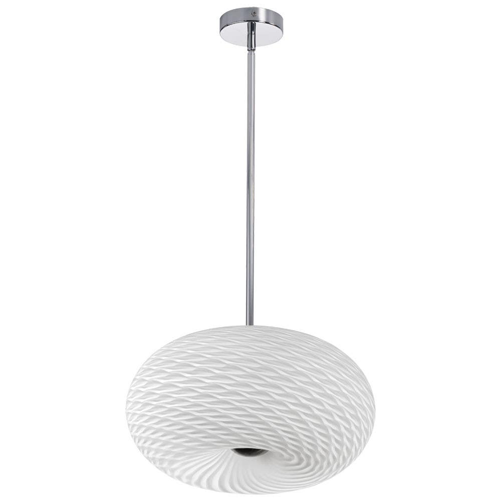 Dainolite 8915 3 Light Mackerel  Glass Pendant, Satin Chrome