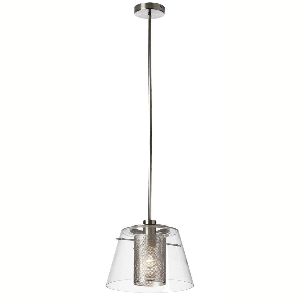 Dainolite 904 1 Light Pendant, Clear Glass & Steel Mesh