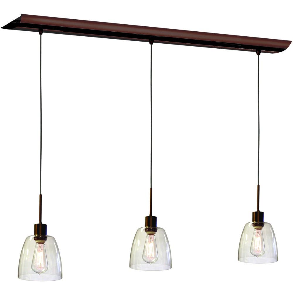 Dainolite 9173 3 Light Pendant, Oil Brushed Bronze Finish,Clear Glass Shade