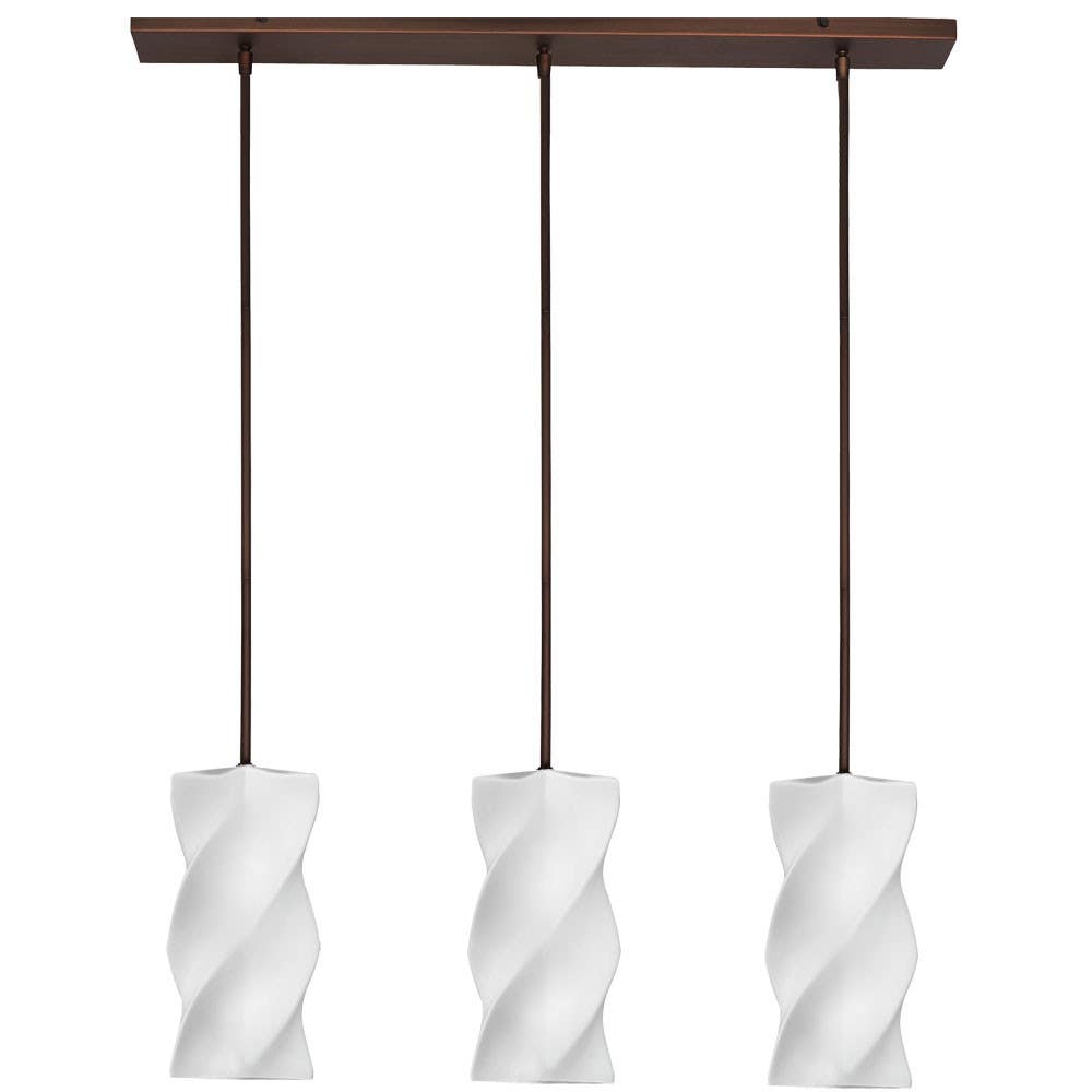 Dainolite 932 3 Light Horizontal Pendant, Twisted Glass