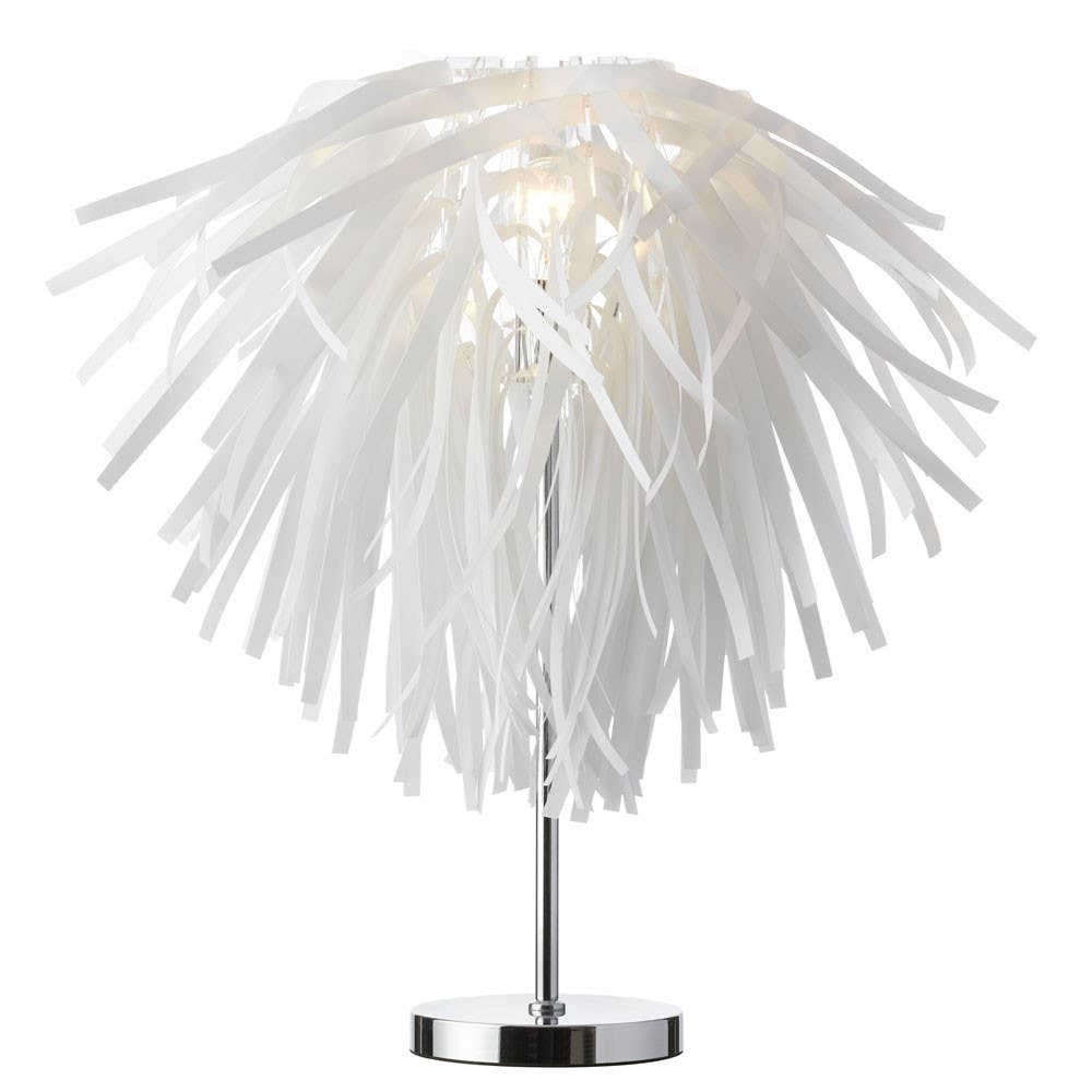 Dainolite AR34 Vinyl Table Lamp, Chrome Base, White Finish
