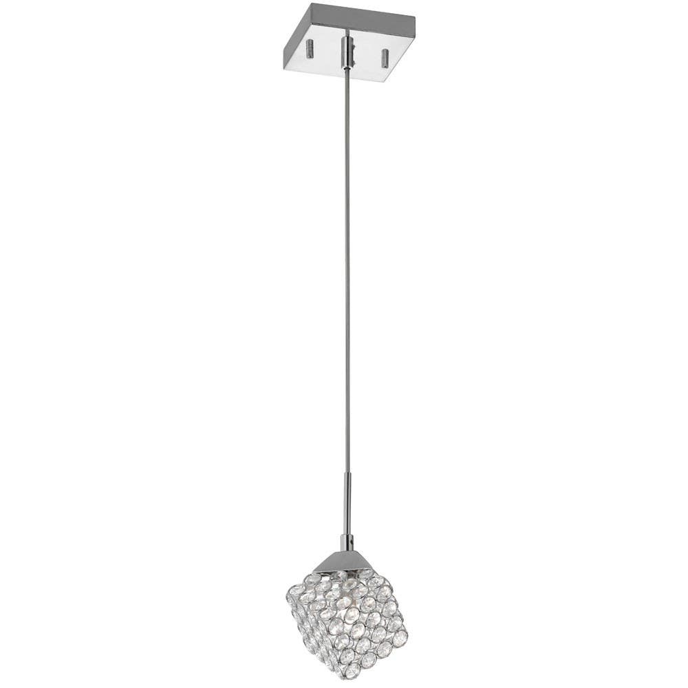 Dainolite ASR 1 Light Crystal Pendant, Polished Chrome Finish