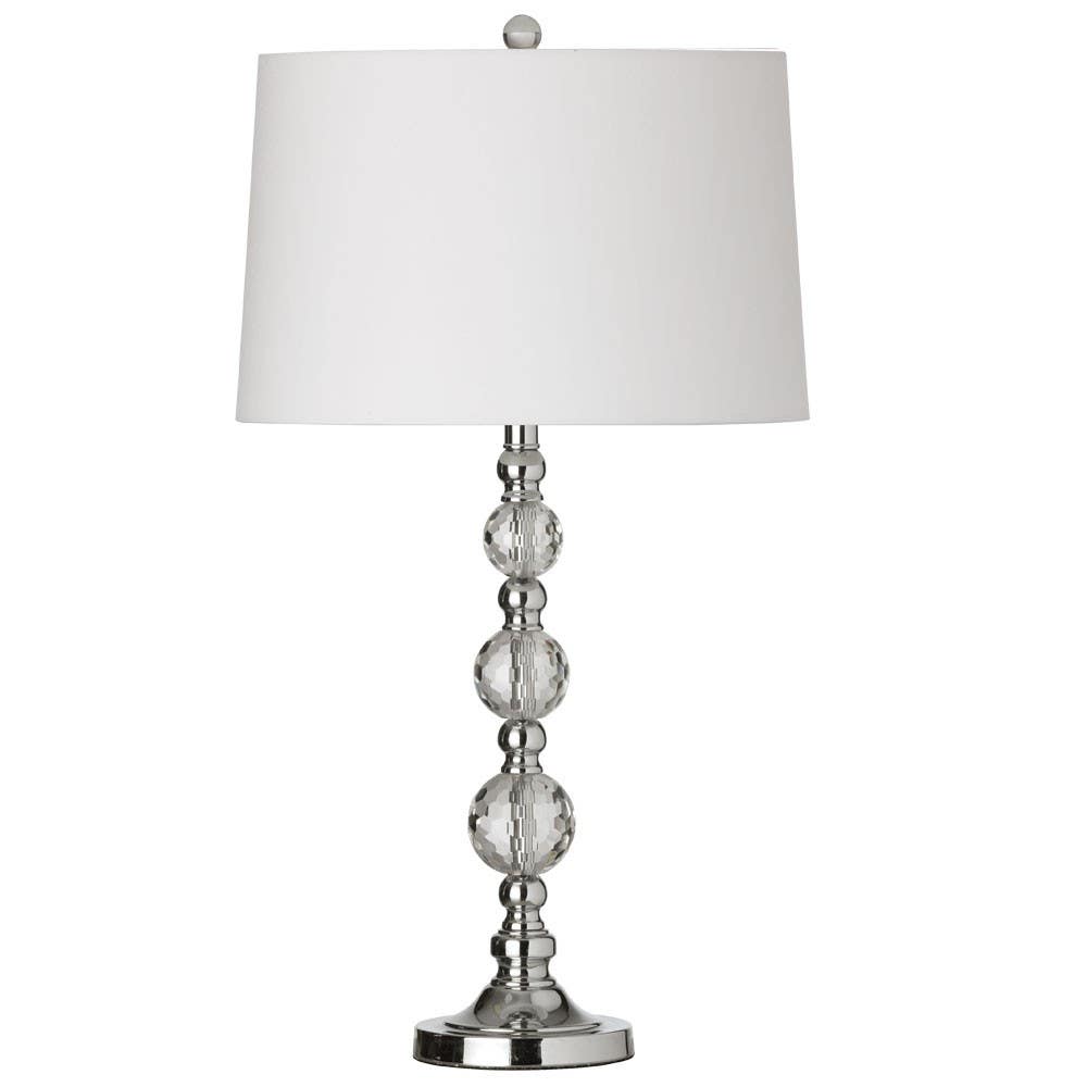 Dainolite C33T 1 Light Crystal Table Lamp, Polished Chrome, White Shade