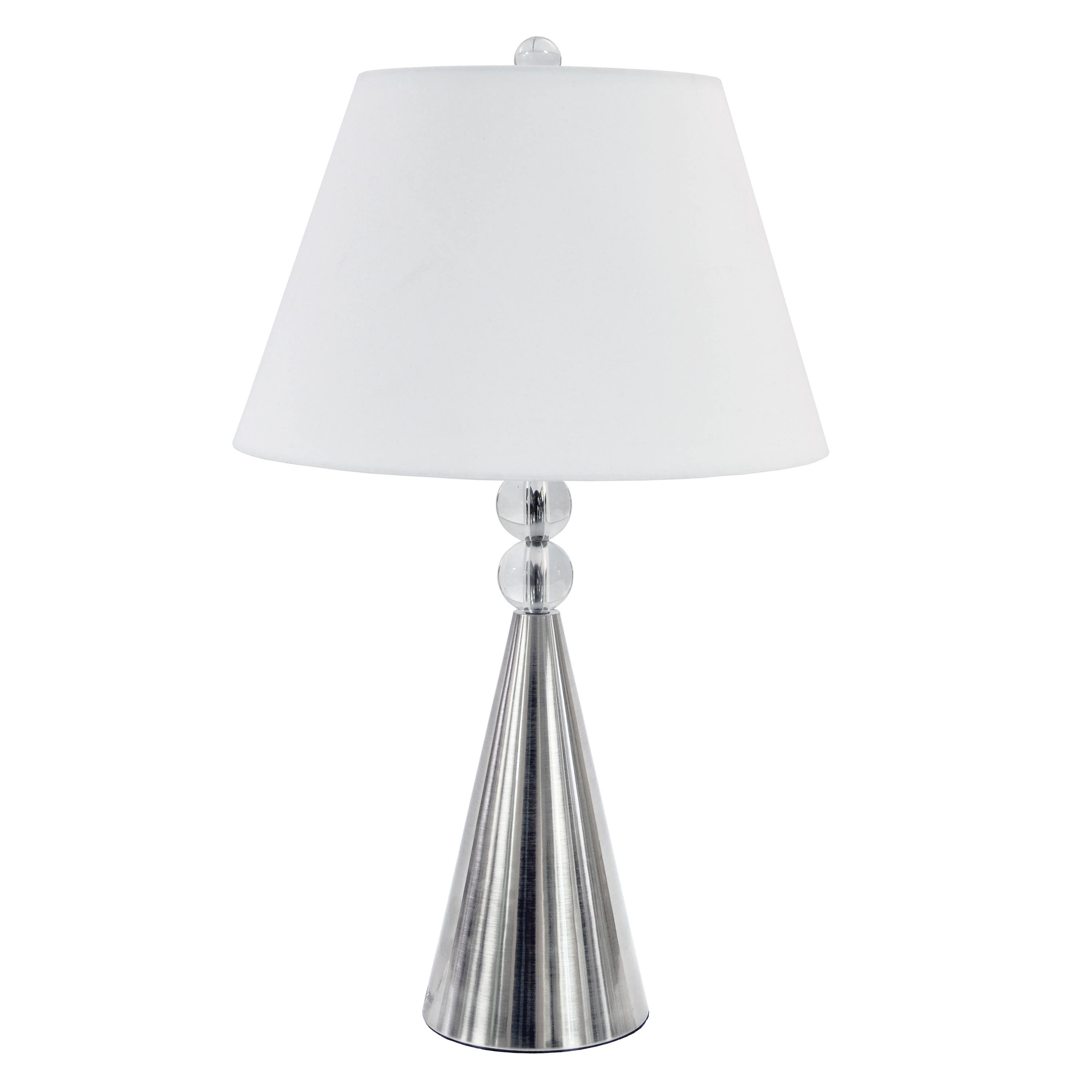Dainolite C511T 1 Light Crystal Table Lamp, Satin Chrome Finish, White Empire Shade