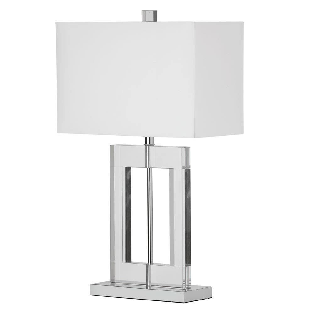 Dainolite C52T 1 Light Crystal Table Lamp, Polished Chrome, White Shade