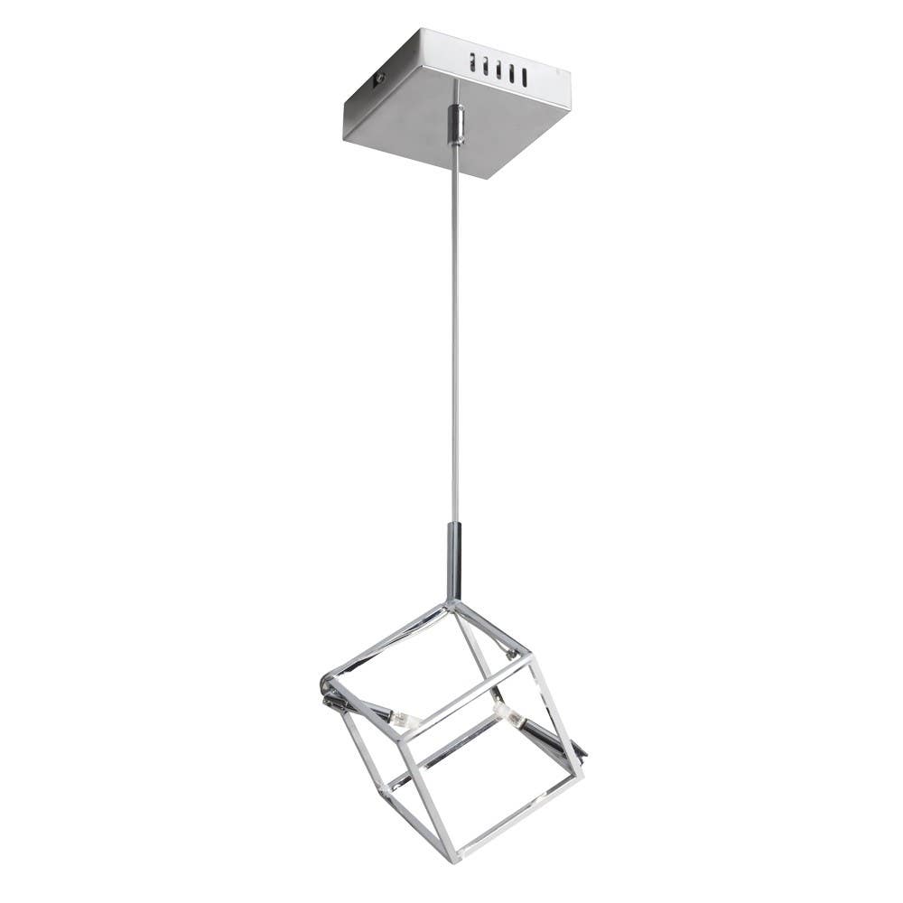 Dainolite CBE 2 Light Pendant, Cube Frame, Polished Chrome Finish