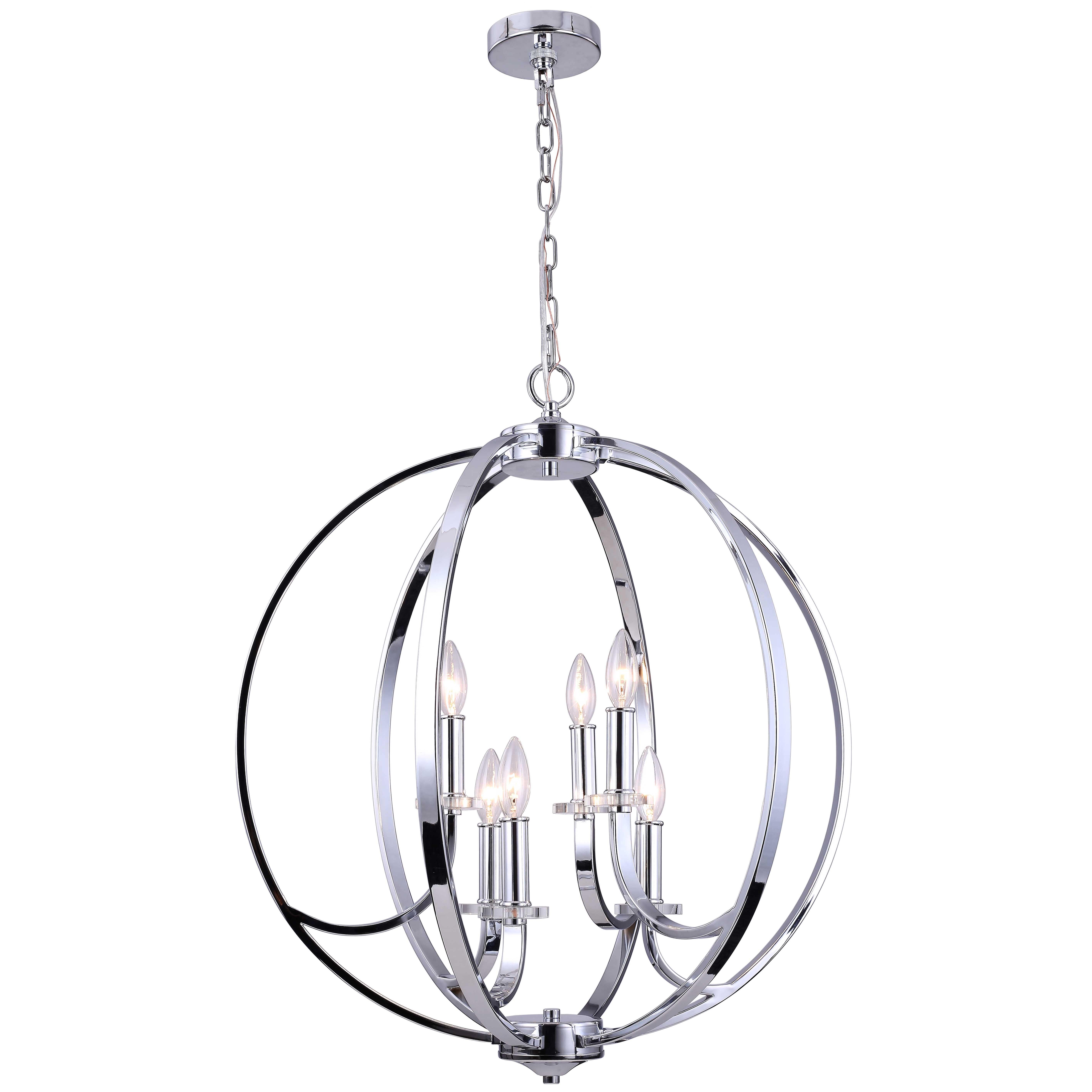 Dainolite COS 8 Light Chandelier, Polished Chrome Finish