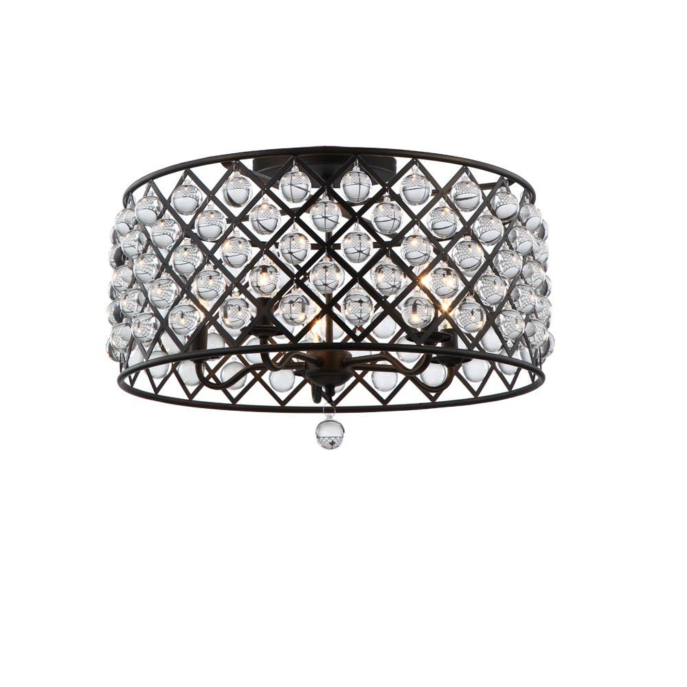 Dainolite CRE 5 Light Large Semi Flush w/ Crystal Balls