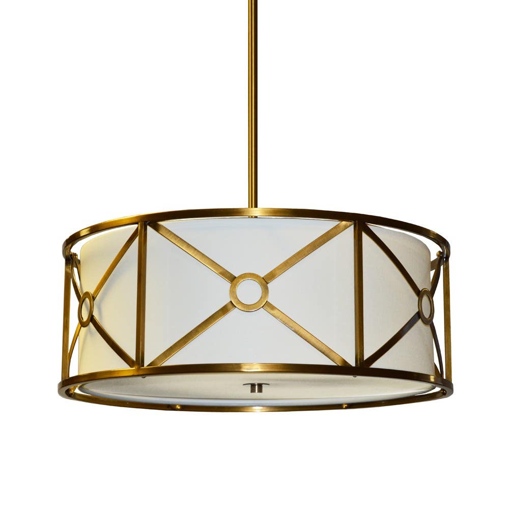 Dainolite CRU 3 Light Steel & Fabric Pendant