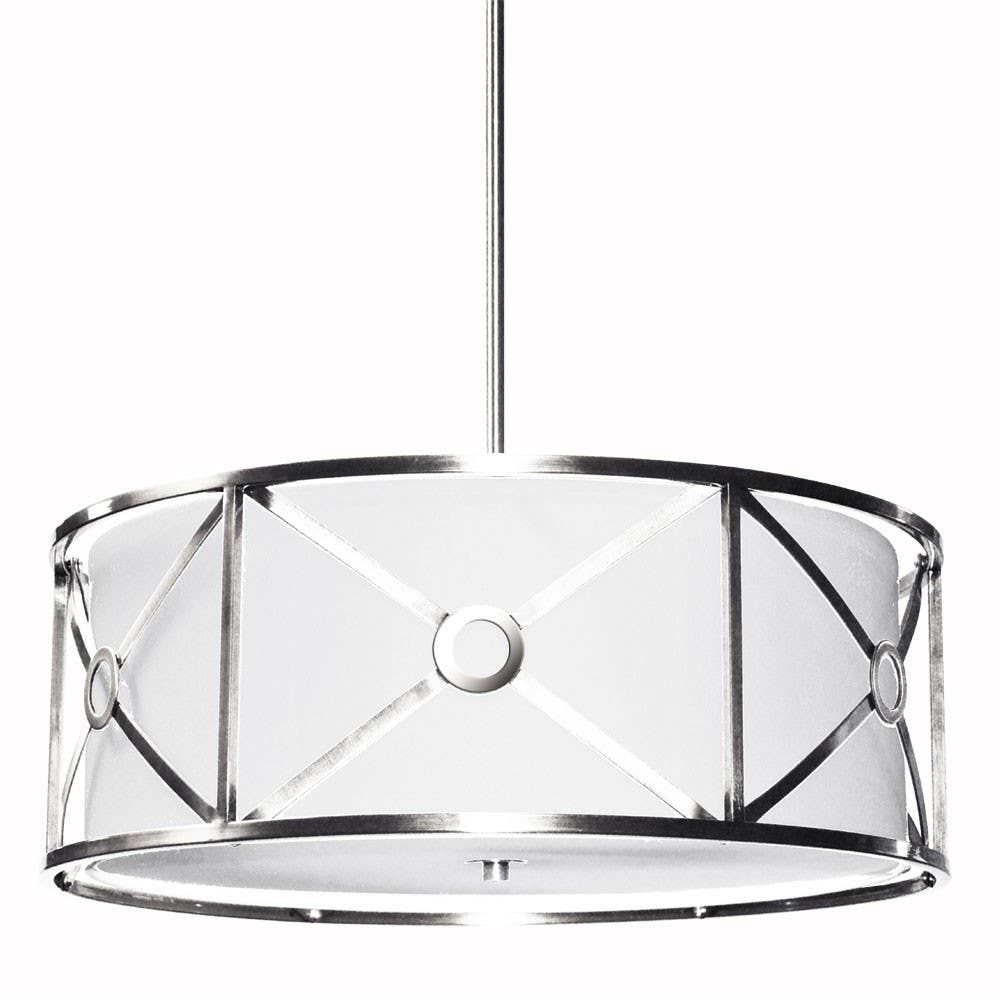 Dainolite CRU 4 Light Steel & Fabric Pendant