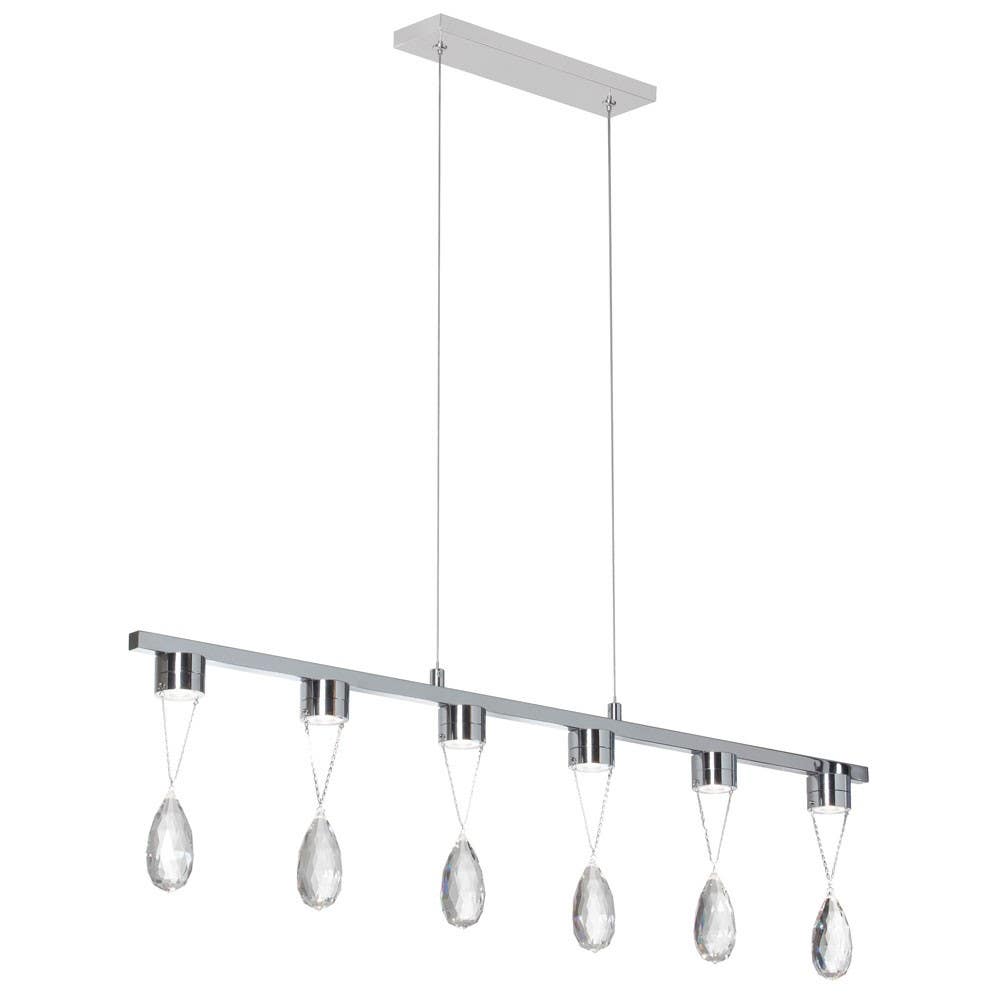 Dainolite CRY 6 Light LED Fixture, Polished Chrome, Optical Crystal