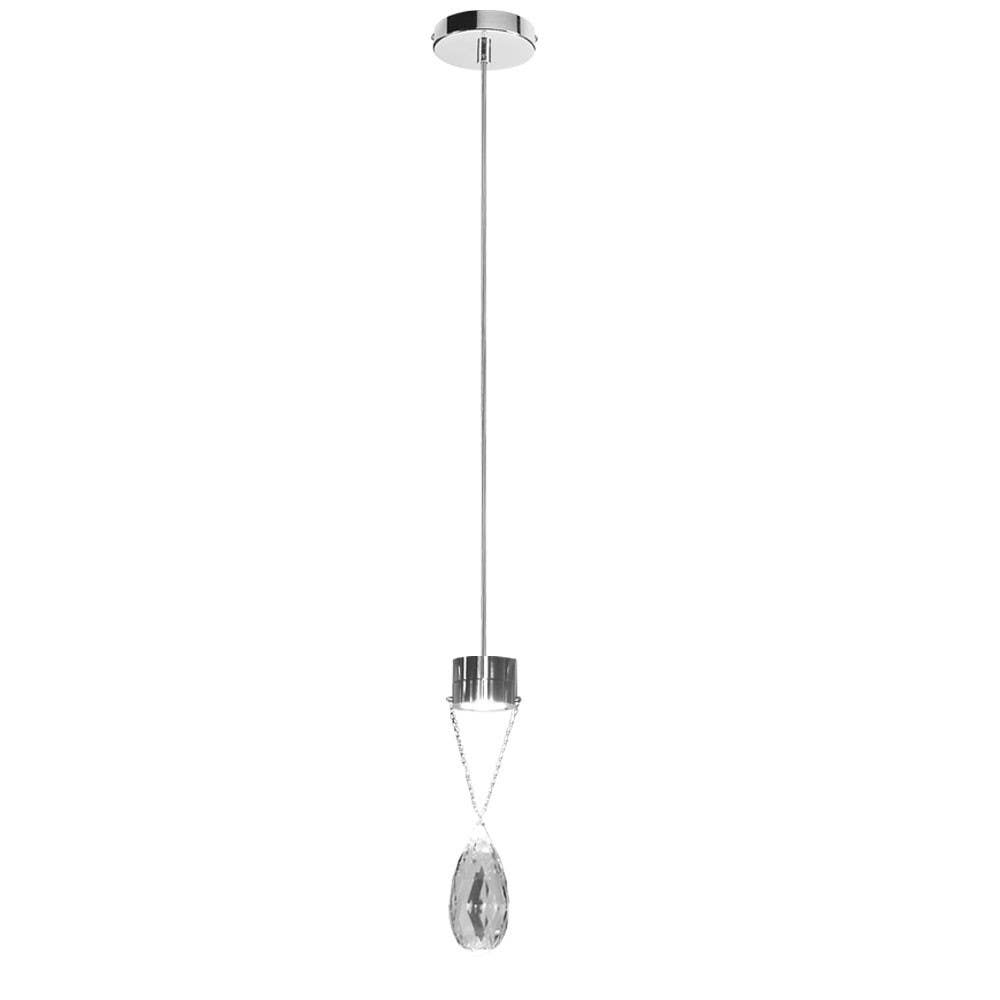 Dainolite CRY 1 Light LED Crystal Fixture, Polished Chrome Finish, Optical Crystal