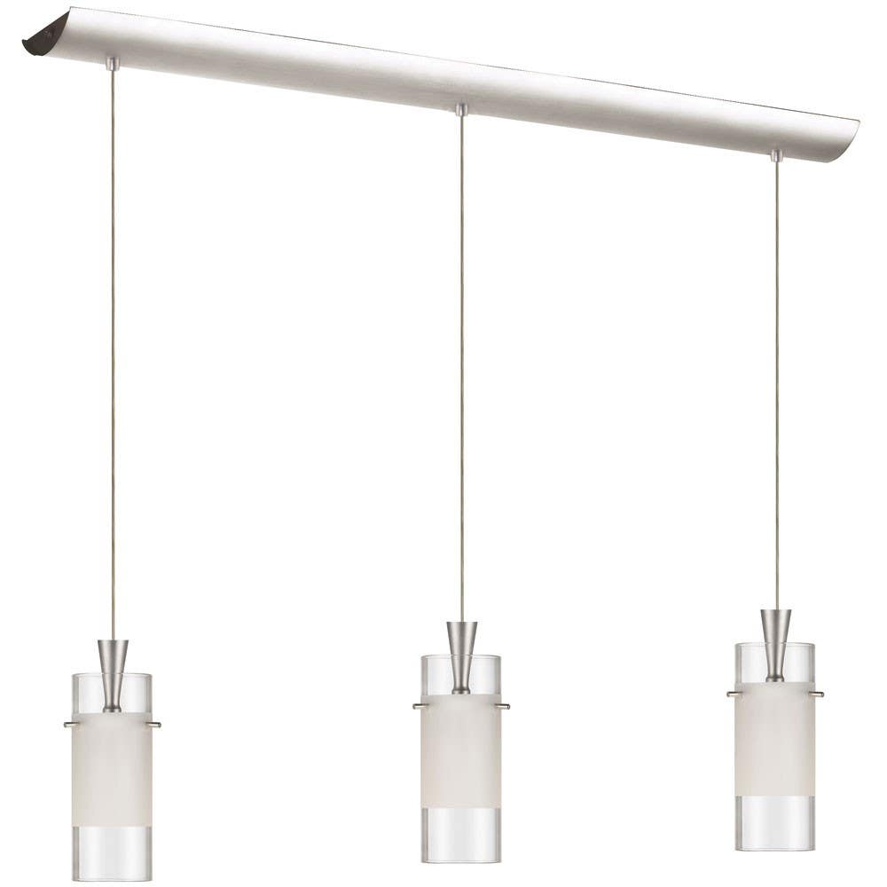 Dainolite DLSL221 3 Light Horizontal Pendant, Satin Chrome, Clear Frosted Glass, 12 volt