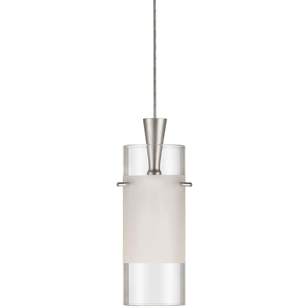 Dainolite DLSL221 1 Light Pendant, Satin Chrome, Clear/Frosted Glass, 12 Volt