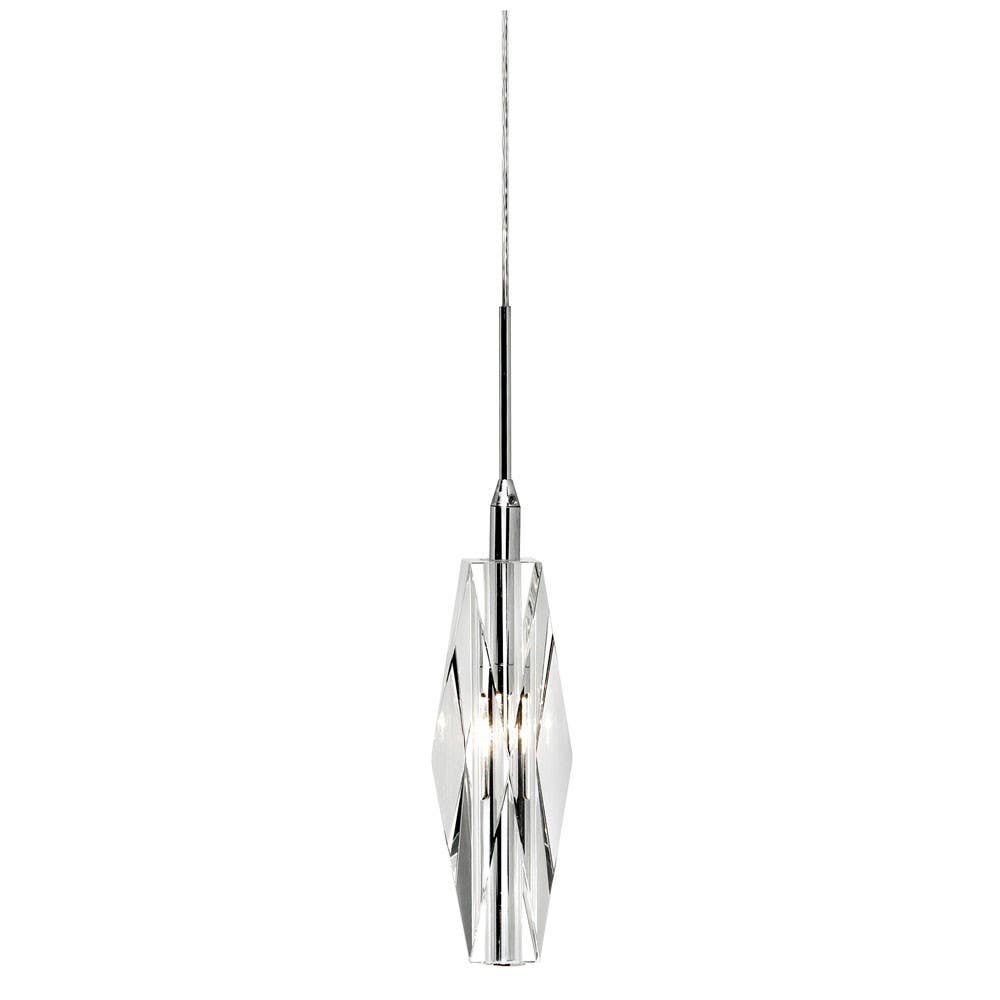 Dainolite DLSL451 1 Light Crystal Pendant, Polished Chrome, Optical Crystal