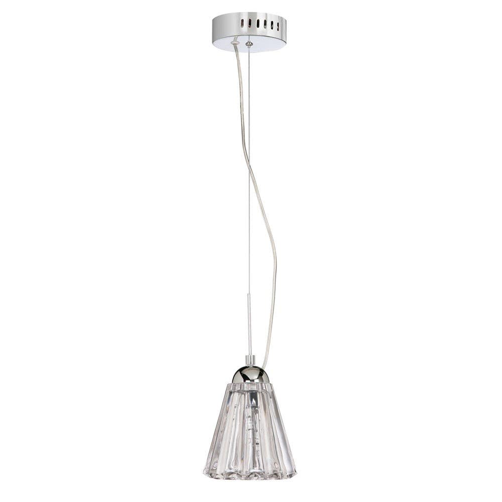 Dainolite DLSL591 1 Light Optical Crystal Pendant, Polished Chrome
