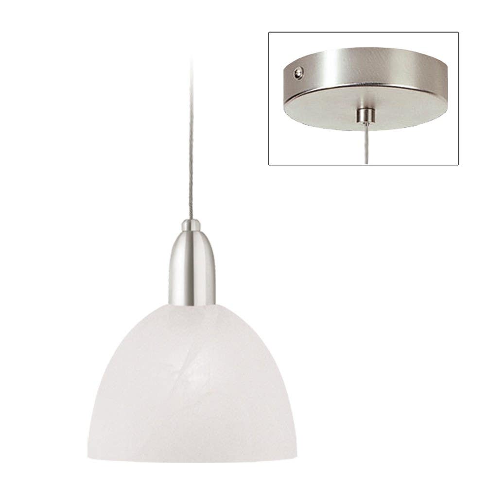 Dainolite DLSL701 1 Light Satin Chrome Pendant w/ Matte White Glass
