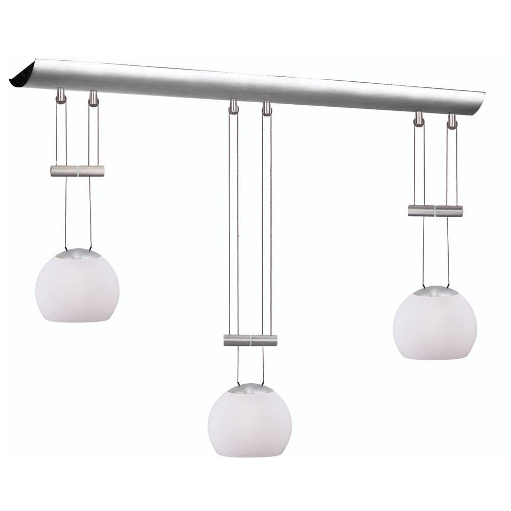 Dainolite DLSL833 3 Light Horizontal Adjustable Height Pendant, Satin Chrome, Oval Frosted White Glass, Low Voltage