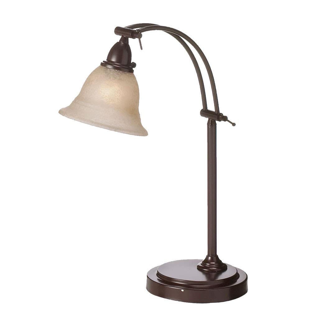 Dainolite DM314 Adjustable Table Lamp, Espresso Finish, Tea Stained Glass