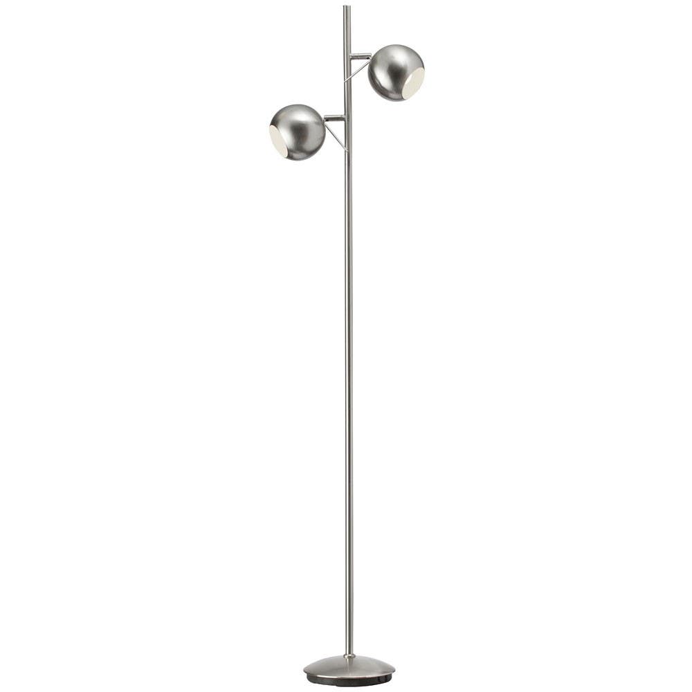 Dainolite DM320 2 Light Floor Lamp, Satin Chrome Finish