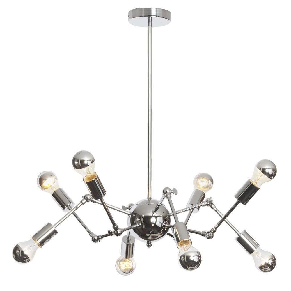 Dainolite DRS 8 Light Chandelier w/ Adjustable Arms, Polished Chrome Finish